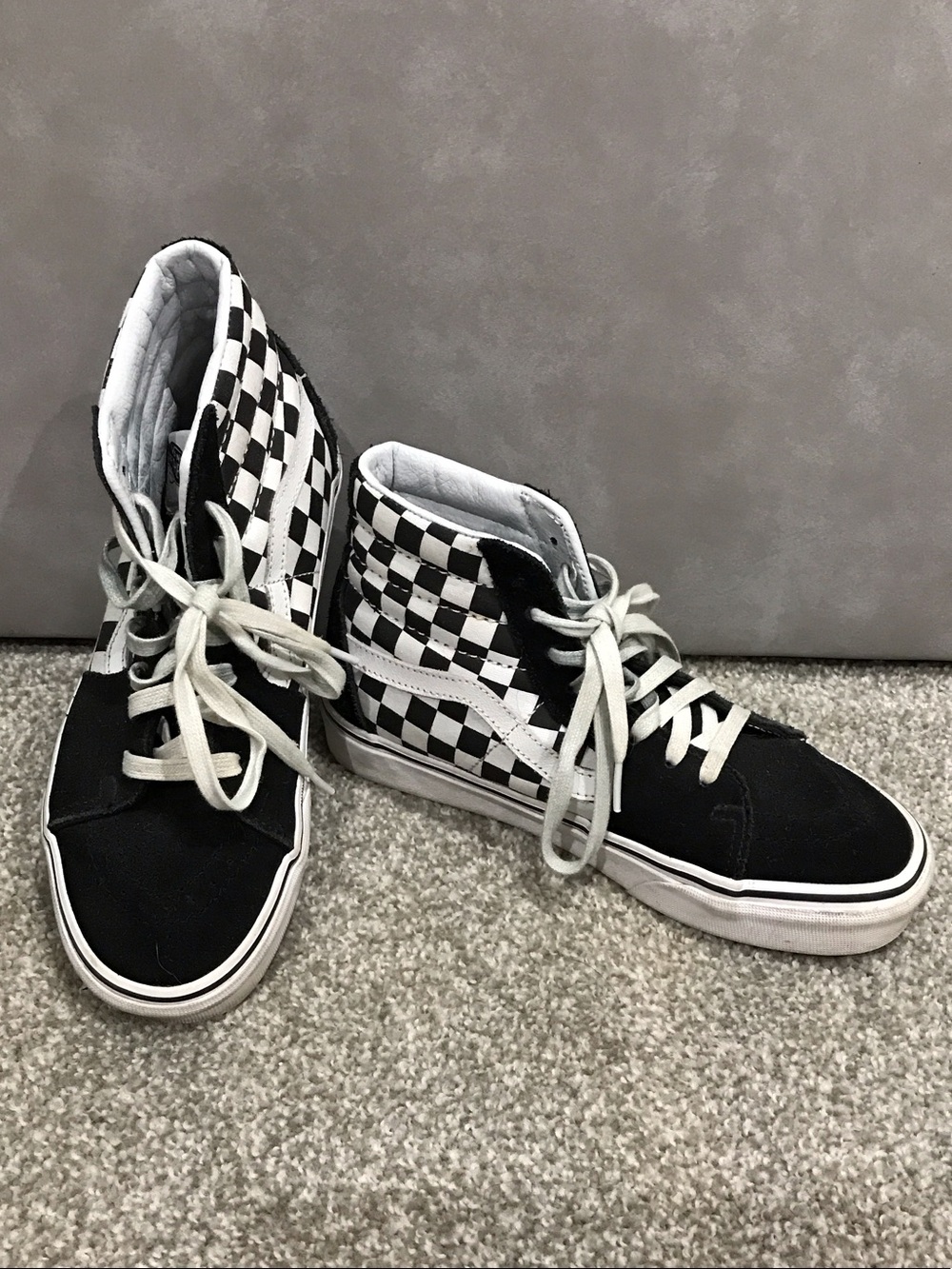 Vans Black & White Checkerboard High-Top Skate Shoes
